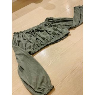 ザラ(ZARA)のZARA トップス　グリーン　オフショル　ショート丈　透け(その他)