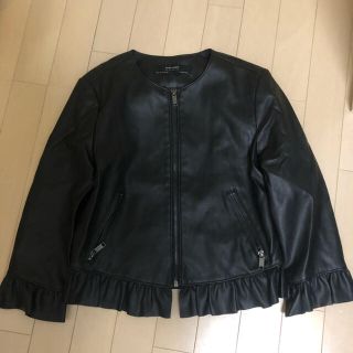 ザラ(ZARA)のZARA フリルライダースジャケット(ライダースジャケット)