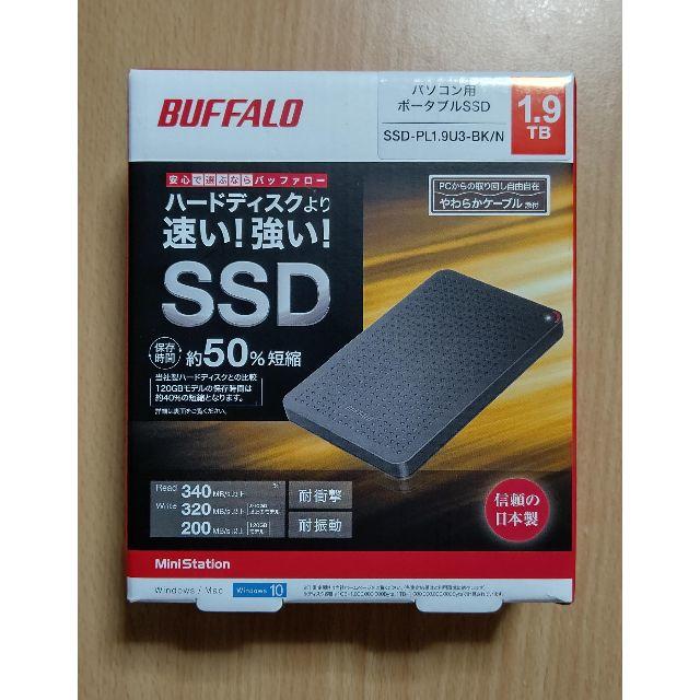 ☆新品 BUFFALO ポータブルSSD SSD-PL1.9U3-BK/NPC/タブレット