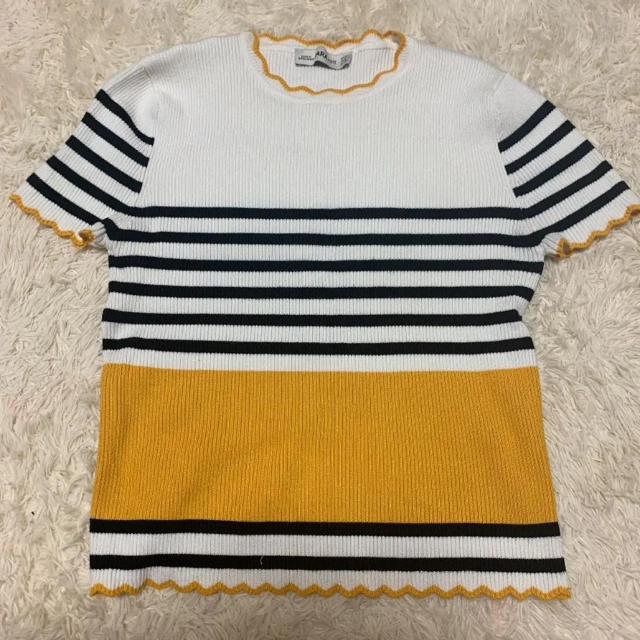 ZARA(ザラ)のZARAボーダー半袖ニット レディースのトップス(カットソー(半袖/袖なし))の商品写真