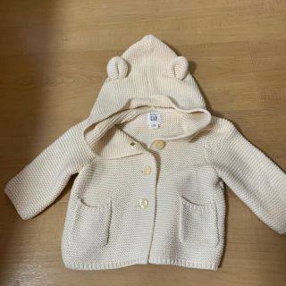 ベビーギャップ(babyGAP)の新生児〜くま耳カーデガン　50㎝　0m-3m(カーディガン/ボレロ)