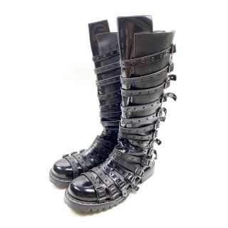 ガレスピュー(Gareth Pugh)の定価21万 希少 GARETH PUGH ロング レザー ブーツ ブラック 42(ブーツ)