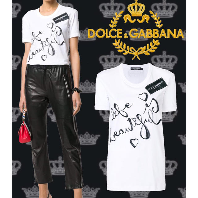 魅力的な価格 DOLCE&GABBANA D＆GジャージーロゴディテールTシャツ - Tシャツ(半袖+袖なし)
