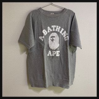 アベイシングエイプ(A BATHING APE)のa130★スウェット　半袖　カレッジロゴ　グレー　L  レア★(スウェット)