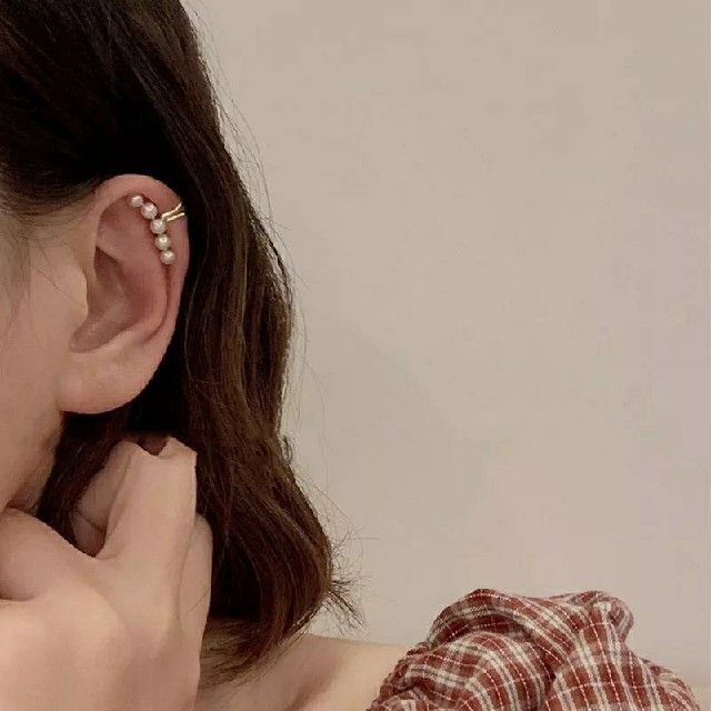 12連パールイヤーカフ 両耳用 わたナギ フェイクピアス EAR130