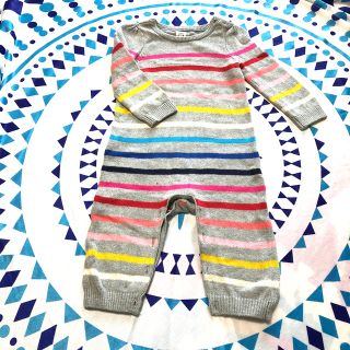 ベビーギャップ(babyGAP)のGAP ニットボーダーロンパース　70(カバーオール)