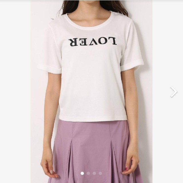 rienda(リエンダ)のrienda　リエンダ　LOVERロゴT/SH　ホワイト　白 レディースのトップス(Tシャツ(半袖/袖なし))の商品写真