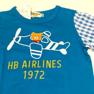 ミキハウス(mikihouse)の【値下げ:新品】mikihouse 飛行機Tシャツ(Size 90)(Tシャツ/カットソー)