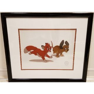 ディズニー(Disney)の確実本物 ディズニー証明書付 きつねと猟犬 セル画(絵画/タペストリー)