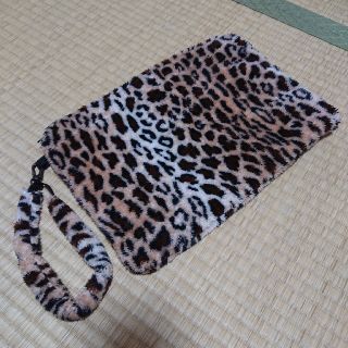 レオパード ヒョウ柄 ファー クラッチ ハンドメイド リメイク(クラッチバッグ)