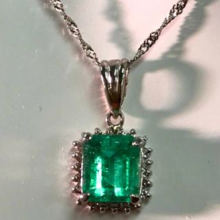 専用 1.27ct エメラルド Pt850 ダイヤ ネック 42cm 箱 鑑別(ネックレス)