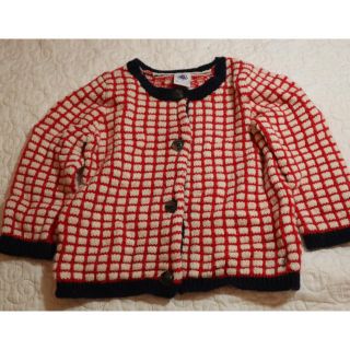 プチバトー(PETIT BATEAU)のプチバトー　ブロックチェックカーディガン18m(カーディガン/ボレロ)