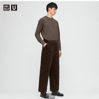 ユニクロ(UNIQLO)のユニクロU コーデュロイワイドワークパンツ　ダークブラウン(ワークパンツ/カーゴパンツ)