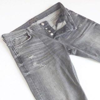 ザラ(ZARA)のザラ▼スキニーブラックデニム▼強ストレッチ▼ダメージ加工▼34▼W約86cm(デニム/ジーンズ)