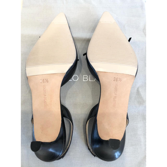 MANOLO BLAHNIK(マノロブラニク)のマノロブラニク 美品 リボン バッグストラップ パンプス ミュール 36.5 レディースの靴/シューズ(ハイヒール/パンプス)の商品写真