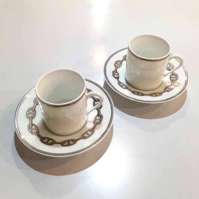 HERMES エルメス シェーヌダンクル ペア カップ&ソーサー 2客 独特な店