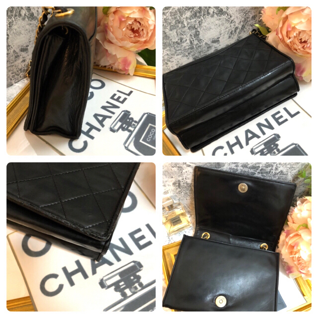 内ポケットCHANEL✩.*˚ヴィンテージ チェーンショルダーバッグ★ブラック マトラッセ