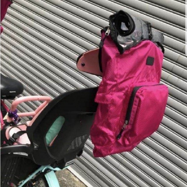 前後セット　ピンク　子供のせ自転車レインカバー キッズ/ベビー/マタニティの外出/移動用品(自動車用チャイルドシートカバー)の商品写真