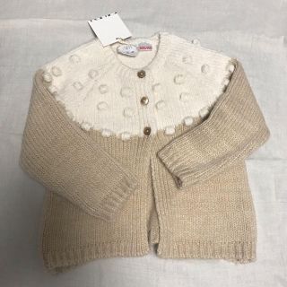 ザラキッズ(ZARA KIDS)の新品未使用✳︎zara baby ポンポン刺繍カーディガン(カーディガン)