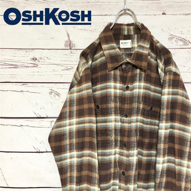 OshKosh(オシュコシュ)のOSHKOSH オシュコシュ　ダブルポケット　チェックネルシャツ　ブラウン　XL メンズのトップス(シャツ)の商品写真