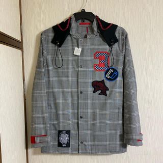 ランバンオンブルー(LANVIN en Bleu)の新品 正規品 ランバンオンブルー メンズ ライトコート パーカー グレンチェック(ステンカラーコート)