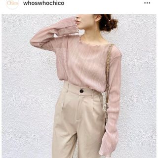 フーズフーチコ(who's who Chico)の【新品】who'swhochico プリーツメローブラウス　ピンク(シャツ/ブラウス(長袖/七分))