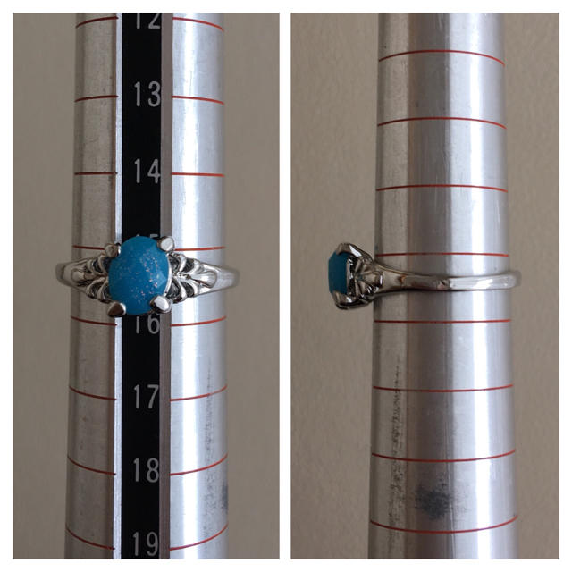 (64)ターコイズブルーのトップのファッションリング シルバー レディースのアクセサリー(リング(指輪))の商品写真