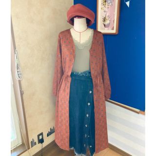 ショコラフィネローブ(chocol raffine robe)の小紋柄羽織りワンピースのみ(ひざ丈ワンピース)