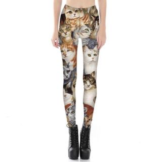 新品☆ 猫柄 レギンス スパッツ ロング スキニー パンツ 猫 柄 フィットネス(レギンス/スパッツ)