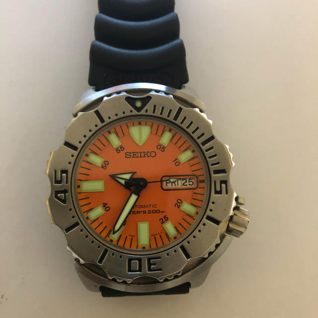 希少】セイコーSEIKO スキューバダイバー200M デイト オレンジ文字盤