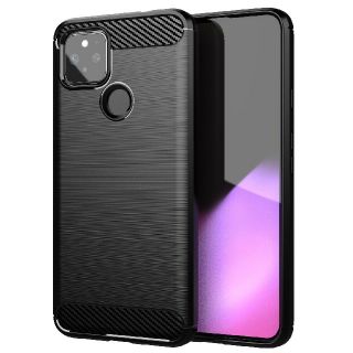 Google pixel 4a ブラック ファイバーカーボンケース TPU(Androidケース)