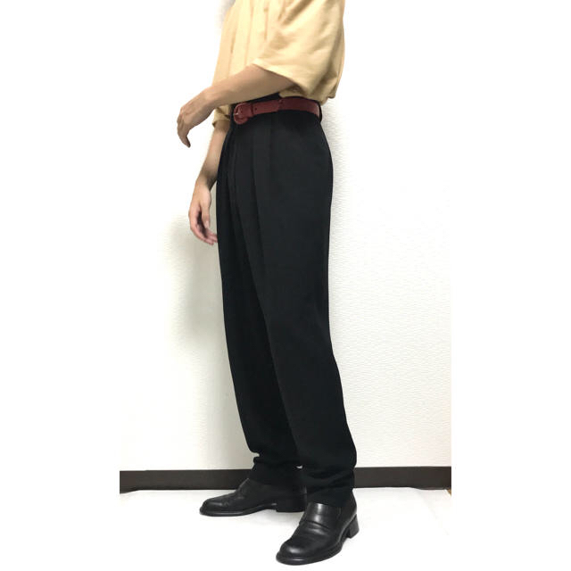 80-90s VINTAGE PAL Gabardine Slacks BLK