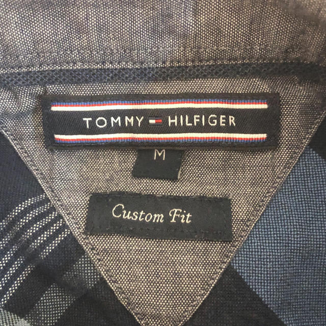 TOMMY HILFIGER(トミーヒルフィガー)のTOMMY HILFIGER ワイシャツ 長袖 M チェック ブルー メンズのトップス(Tシャツ/カットソー(七分/長袖))の商品写真