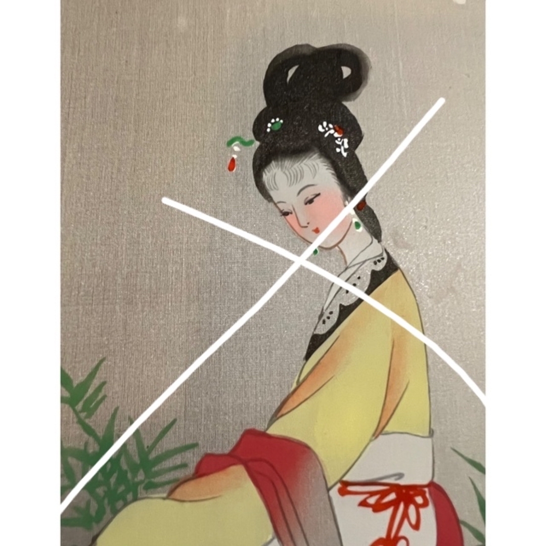 中国絵　落款　虞美人　花鳥風月　絹絵　3箱　12枚　新品