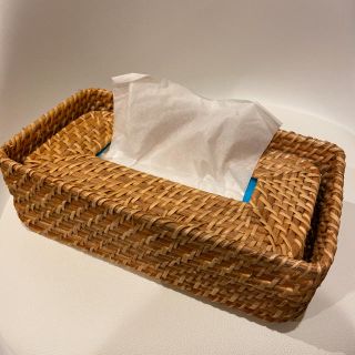 MUJI (無印良品) - 無印良品 ラタンティッシュケースの通販 by なな's