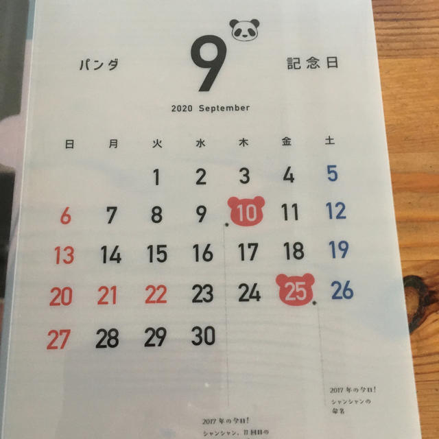 シャンシャン　シンシン　親子パンダ　クリアファイル　10月 カレンダー　非売品 エンタメ/ホビーのアニメグッズ(クリアファイル)の商品写真