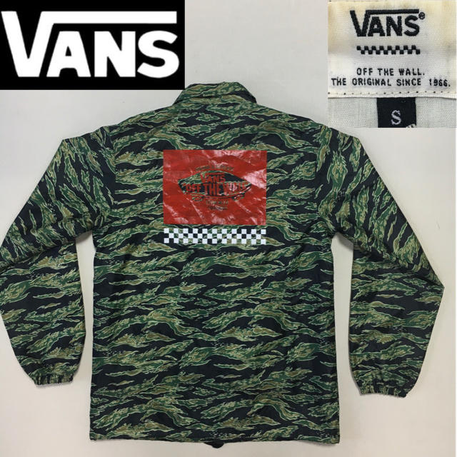 500mm袖丈VANS バンズ◆コーチジャケット 裏地あり◆カモ柄迷彩 Sサイズ