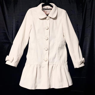 リズリサ(LIZ LISA)のLIZLISA コート 袖リボン 丸襟 フリル ホワイト 白(ロングコート)