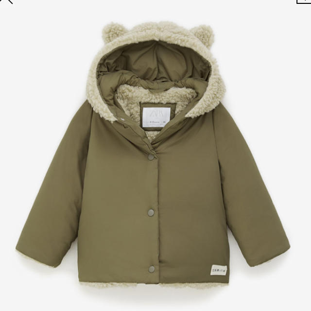 ZARA KIDS(ザラキッズ)のZARA BABY ダウンジャケット ボア くま フード付き キッズ/ベビー/マタニティのベビー服(~85cm)(ジャケット/コート)の商品写真