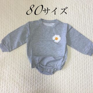 韓国子供服 フラワー ワンポイント ロンパース 新品 80サイズ(ロンパース)