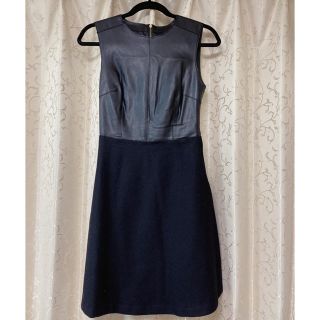 ザラ(ZARA)の新品　ZARA  レザー風　異素材バイ　ワンピース(ひざ丈ワンピース)