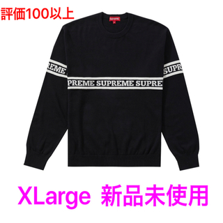 シュプリーム(Supreme)の定価以下! Supreme Logo Stripe Knit 黒 Sweater(ニット/セーター)