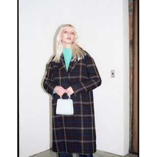 マウジー(moussy)のmoussy VIVID CHECK コート　BRN(ロングコート)