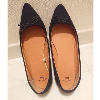 ギャップ(GAP)のGAP バレエシューズ黒キルティング サイズ7 24～24.5cm(バレエシューズ)