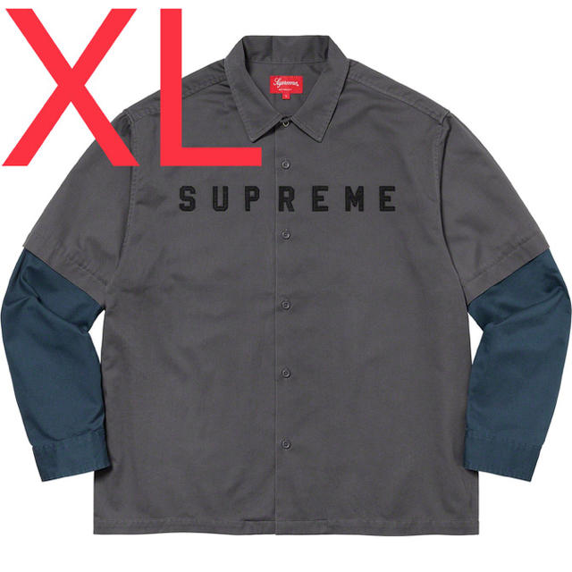 Supreme 2-Tone Work Shirt XL dark greyメンズ