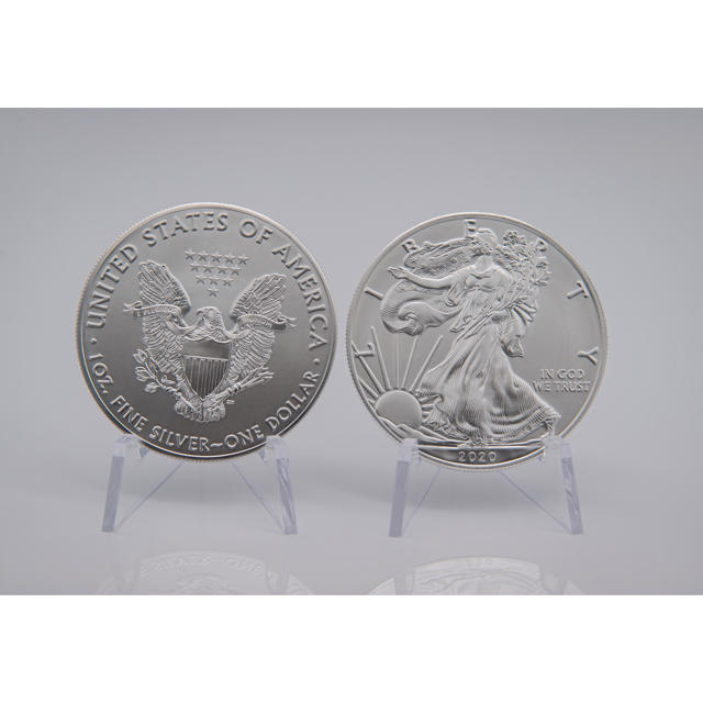5枚2020年 純銀・アメリカイーグルコイン・銀貨・1オンスクリアケース付き新品