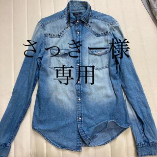 ザラ(ZARA)のZARA デニムシャツ　メンズ　スリムフィット　ブリーチ　スタッズ(シャツ)