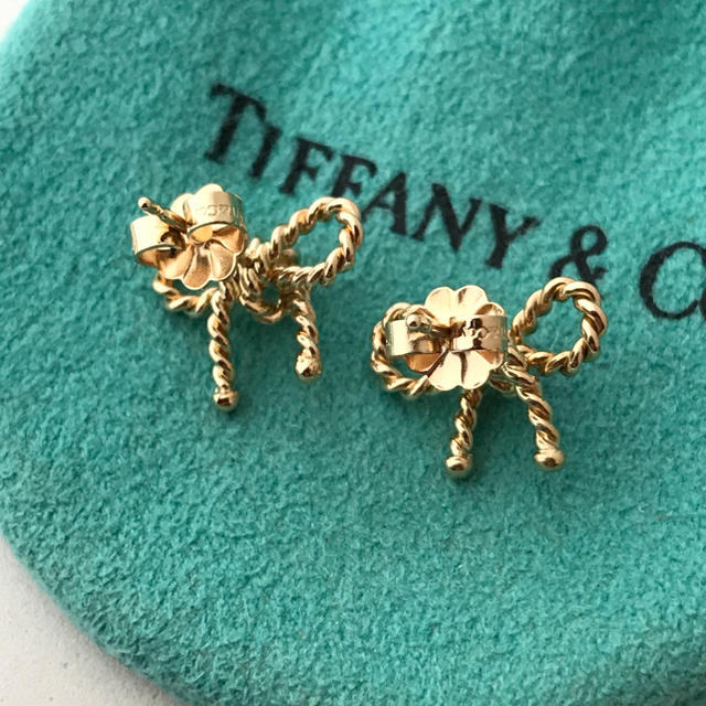 TIFFANY K18YGツイストリボン ピアス 美品