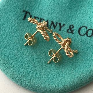 Tiffany  K18YG 渦巻きリボンピアス　美品