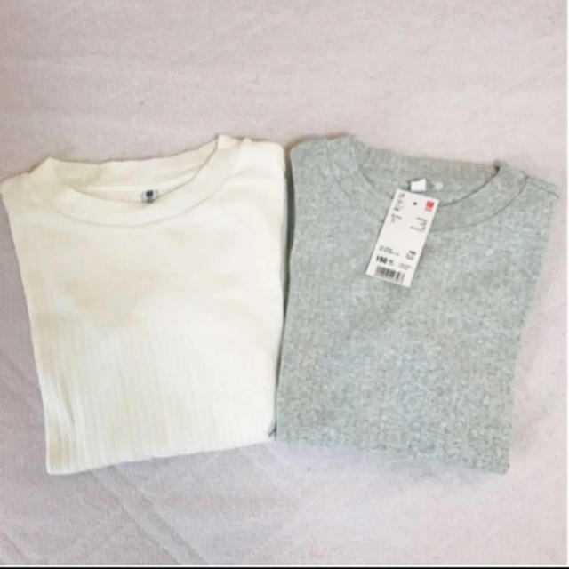 UNIQLO(ユニクロ)のユニクロ　リブTシャツ(2枚セット) 150 キッズ/ベビー/マタニティのキッズ服女の子用(90cm~)(Tシャツ/カットソー)の商品写真